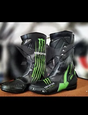 Kawasaki Motorcycle Riding Boots Genuine Leather Motorbike Racing Shoes Botas • £119.99