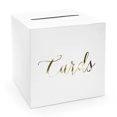 £14.99 • Buy Elegant White And Gold Wedding Card Post Box | Wedding Guest Letter Box Card Box