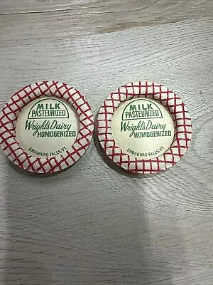 (2) Vintage MILK BOTTLE CAP Advertising WRIGHT'S DAIRY Enosburg Falls VT Vermont • $8.99