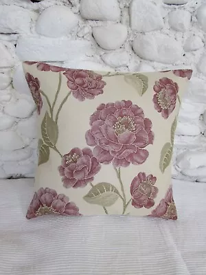 Luxury Cushion Cover Cream Pinks Greens Roses Woven Design 45cm X 45cm. • £4.99