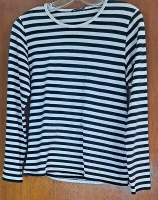 Marimekko Womens Black & White Tasarita Stripe Long Sleeve T-shirt Size S • $43
