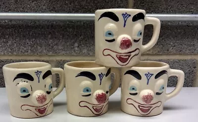 Set Of 4 Vintage Pfaltzgraff Muggsy Koko The Clown Pottery Mugs - Rare/Unmarked! • $45