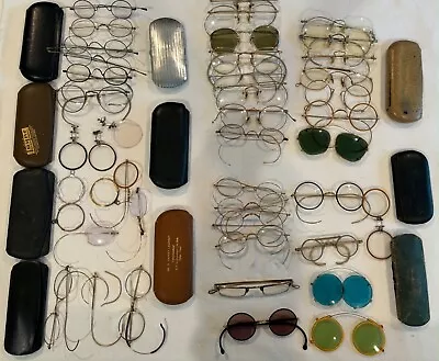 Lot Of Antique 12K 1/10 GOLD FILLED Glasses Frames Plus More • $310