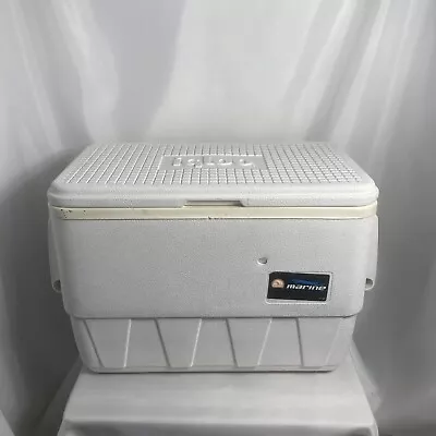 Vintage Igloo Marine Cooler 25 Quart White Boating Camping Picnic Handles • $40