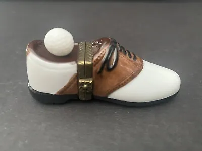 Golf Shoe Vintage Porcelain Trinket Box With Small Golf Ball (inside) • $19