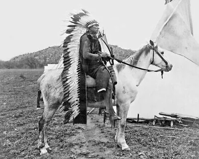 Cheif Quanah Parker On Horse Black And White 8x10 Photo Print • $4