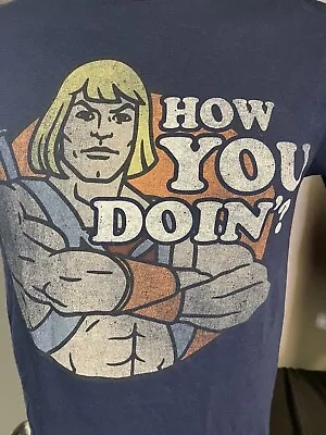 HE-MAN MOTU MASTERS OF THE UNIVERSE HOW YOU DOIN? BLUE T-Shirt Medium • $15.96