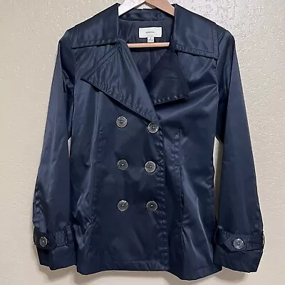 Merona Jacket Womens S Black Water Repellent Button Front Trench Coat • $20