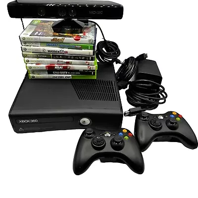 Microsoft Xbox 360 S 250GB Model 1439 Slim Console Bundle 9 Video Games Kinect • $138.99