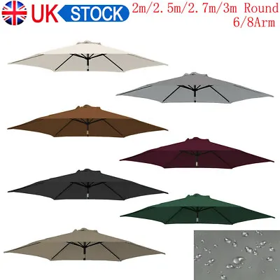 £15.79 • Buy 2m 2.5m 2.7m 3m 3x2m Replacement Fabric Garden Parasol Canopy Cover 6 Or 8 Arm