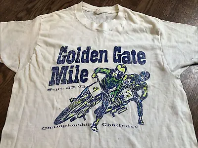 VTG 70’s Golden Gate Mile Flattrack Motorcycle T-Shirt Medium Triumph Harley • $64.99