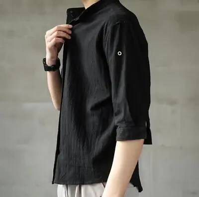 New Chinese Style Summer Men Cotton Linen Shirts Fashion Casual Loose Tops Gift • $17.09