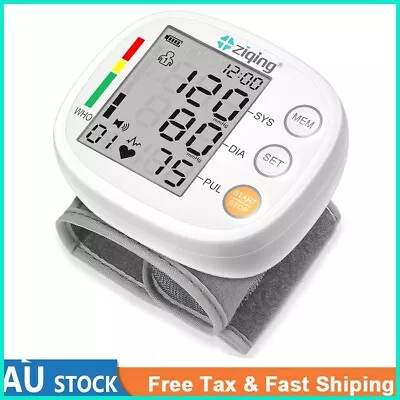 Digital Wrist Blood Pressure Monitor BP Machine Auto Machine Rechargeable White • $23.99