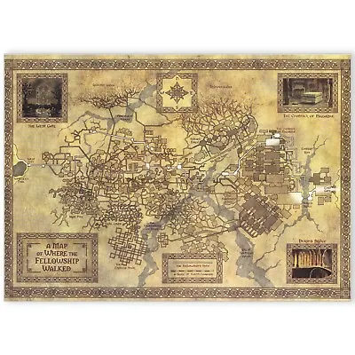 Middle Earth Map Lord Of The Rings Map Of The Mines Of Moria Vintage Poster • £9.99