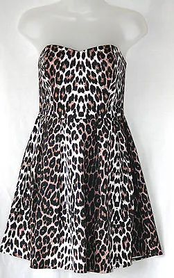 Jane Norman (uk12 / Eu40) Animal Print Strapless Dress • £15.99