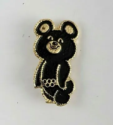 Vintage Black MISHA BEAR Olympics Pin Pinback • $6.87