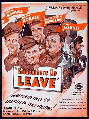 £89.50 • Buy SOMEWHERE ON LEAVE 1942 Frank Randle, Dan Young, Robby Vincent TRADE ADVERT