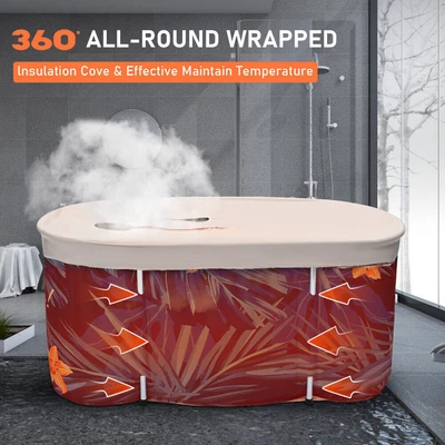 $69.19 • Buy Portable Bathtub Foldable W/Cushion Backrest Lid For Adults Hot Water/Ice Bath