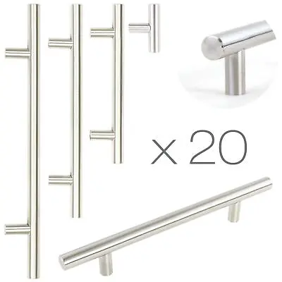 20x T Bar 96mm Brushed Steel Kitchen Cupboard Cabinet Drawer Door Handles • £13.22