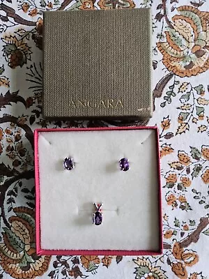 Designer Angara Amethyst Stud Earrings And Pendant Set Never Worn. • £50