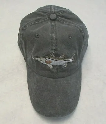 SNOOK Sport Cap BLACK Fishing Hat Embroidered Snook Fish Adjustable Cap NEW AG44 • $14.47