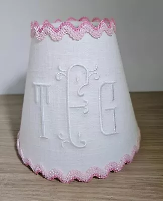 Linen Candle Clip Shade Monogram Embriodery Personalised French Chic New Lights  • £34.99
