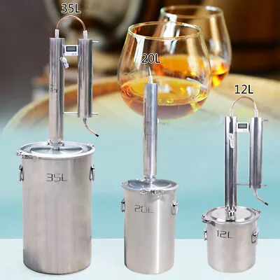 12/20/35L Moonshine Still Stainless Wine Boiler Alcohol Distiller Brewing Kit • $132