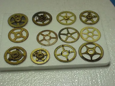 12 Used Variety Of Brass Clock Gears Steampunk Altered Art Projects Parts #9 • $14