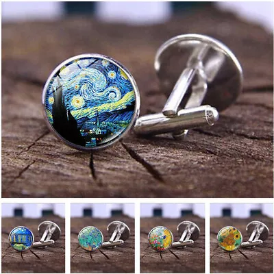 £7.82 • Buy Vintage Women Men Van Gogh Art Copper Suit Sleeve Button Cufflinks Clothes Decor