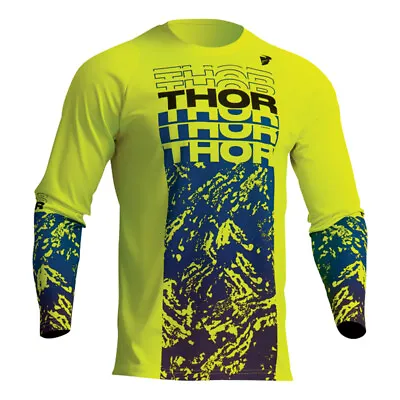 Thor Sector Atlas Acid Green And Blue MX Off-Road Jersey Men's Sizes SM - 4X • $29.99