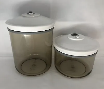 $15 • Buy 2 FoodSaver Snail Vacuum Canisters With Lids KY-123 25 Oz KY-124 Smoked 50 Oz 