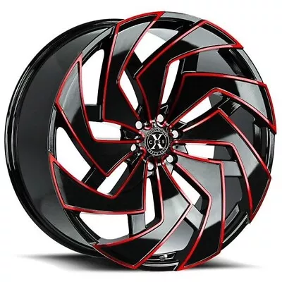 22  Xcess Wheels X04 Gloss Black Milled Edge Red Rims • $1168