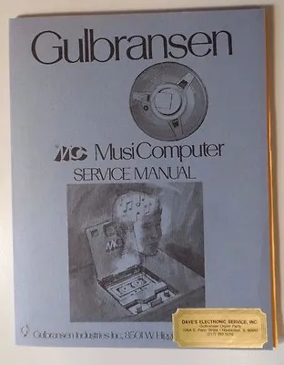 $13 • Buy Gulbransen MusiComputer Service Manual W/Service Bulletin 