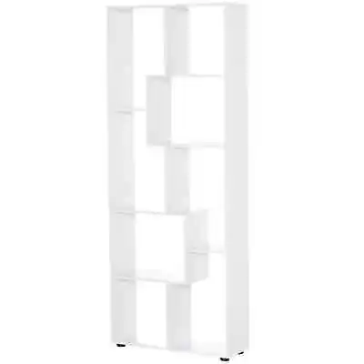 Tall Modern Bookcase Wooden Grid Office Storage Display Shelf Anti-Tipping White • £74.39