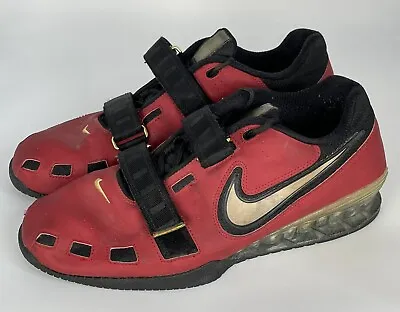 NIKE ROMALEOS 2 WEIGHTLIFTING SHOES RED GOLD BLACK 476927-670 Sz 12.5 • $227.10