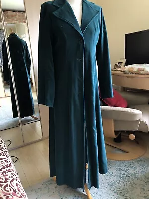 Nomads 10 Long Teal Velvet Coat Jacket Stunning • £40