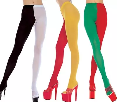 $12.55 • Buy Black Purple Red White Green 2 Tone Jester Tights Sexy Designer Lingerie P748