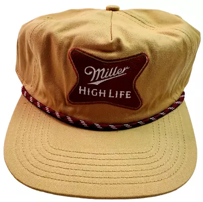 Miller High Life Trucker Rope Vintage Style Snapback Baseball Hat Tan New • $15.99