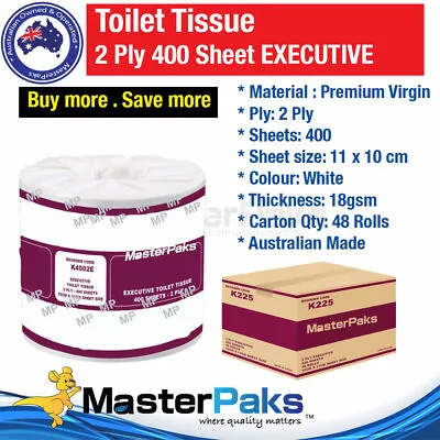 $65.90 • Buy 2 Ply 400 Sheet Executive Toilet Paper/tissues Carton Of 48 Rolls