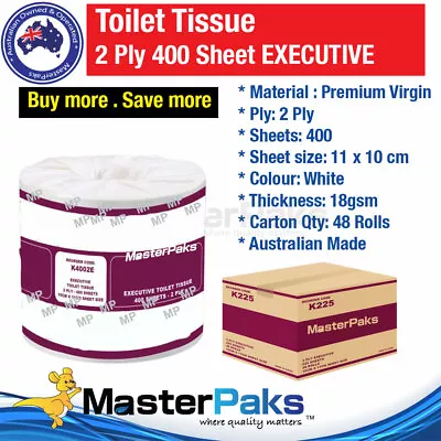 2 Ply 400 Sheet Executive Toilet Paper/tissues Carton Of 48 Rolls • $59.90