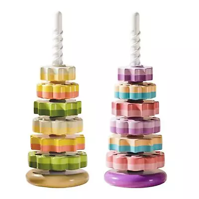 Baby Stacking Toys Educational Rainbow Ring Stacker For Thinking Tactile • £14.89