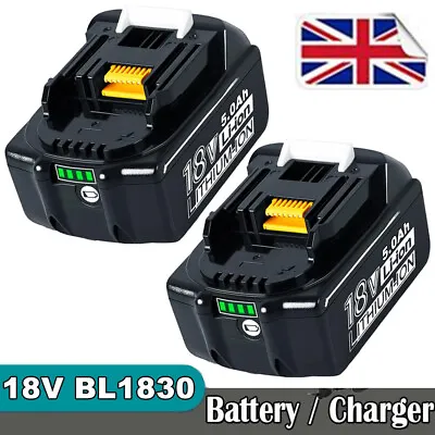 UK For Makita 18V 5.0Ah LXT Li-ion Battery BL1830 BL1840 BL1850 BL1860 / Charger • £37.89