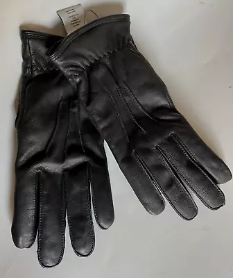 NEW Mens Black UGG Genuine Leather Faux Fur Lined Winter Gloves Size M Medium-B9 • $34.95