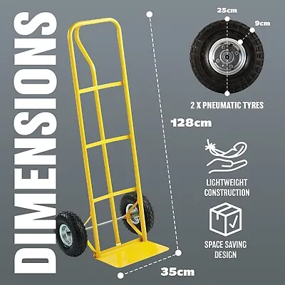 600lb Heavy Duty Sack Truck Industrial Hand Trolley Pneumatic Wheels Delivery • £41.99