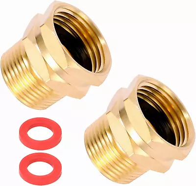 2 Pack Brass Garden Hose Adapter 3/4  GHT Female X 3/4  NPT Male ConnectorGht • $12.98