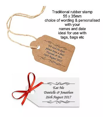 Personalised Eat Drink Me Tied The Knot Have A Shot Wedding Favours Rubber Stamp • £12.95