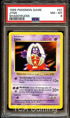 PSA 8 NM-MINT Jynx 31/102 SHADOWLESS Base Set Pokemon Card • $21.99