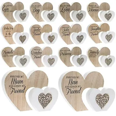 Large Wooden Heart Sentiment Plaque Ornament Family Friends Loved Ones  Gift • £6.85