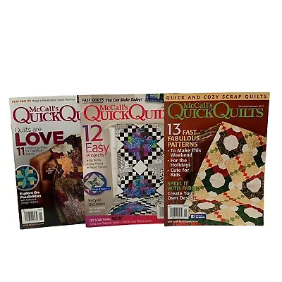 3 McCalls Quick Quilts Magazines Dec/Jan June/July Oct/Nov 2017 Quilt Patterns • $13.50