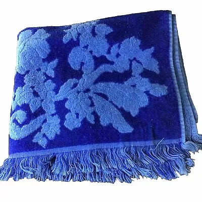 1960's-early 1970's Monticello 2 Tone Blue Sculpted Groovy MCM Bath Towel Nice • $28.99